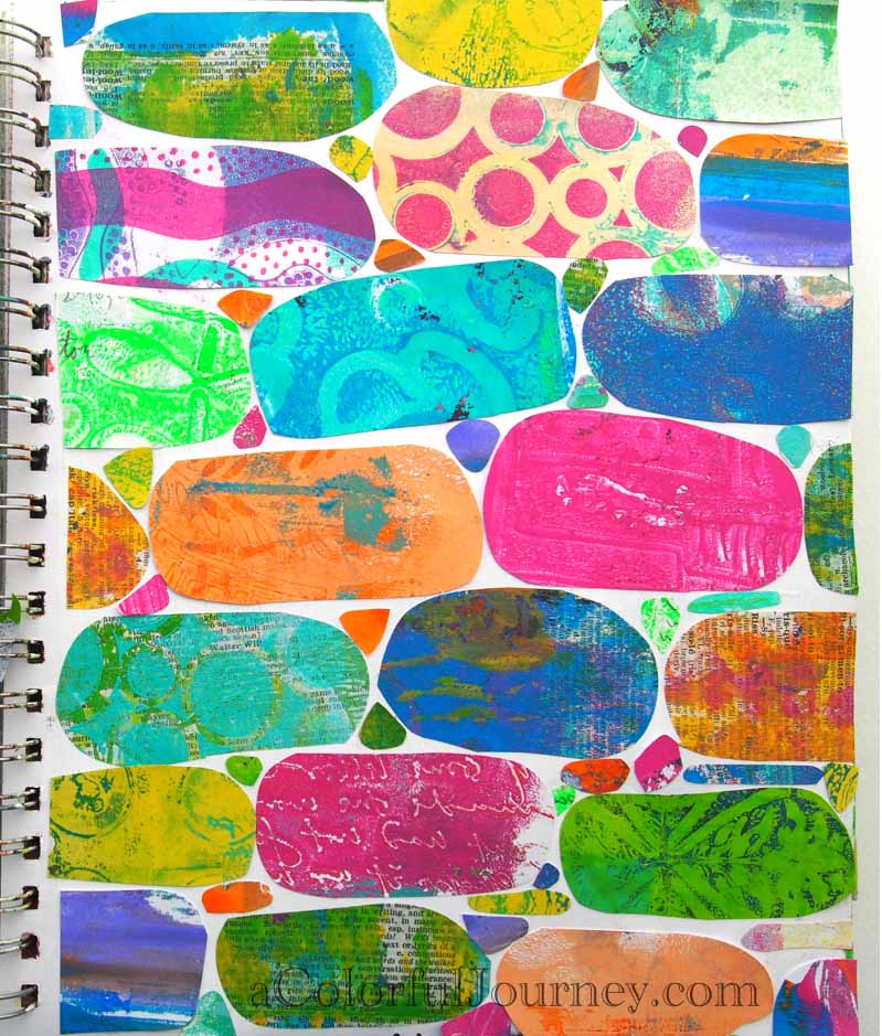 Video using gelli prints to make a brick wall