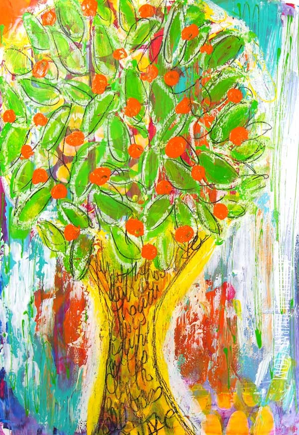 Once I saw something in this art journal page I couldn't un-see it!  Does that ever happen to you?
