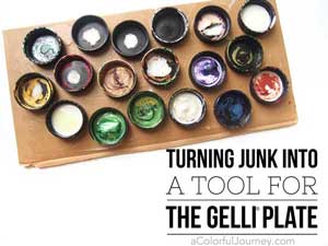Old paint lids become an upcycled tool for making patterns for Gelli printing®! Lots of info in the video!