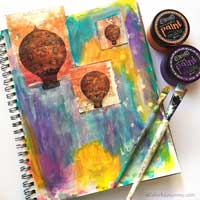 She started this art journal page with a big random mess and the shares it layer by layer!