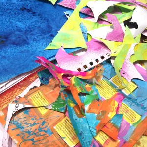 Happy colorful scraps on the counter!