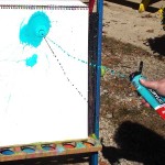 Flinging paint by adding water to the tube!