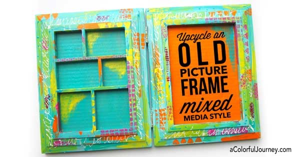 Video sharing how to upcycle an old picture frame mixed media style