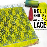 How to make textured and patterned Gelli prints® with cheap lace video for the week’s Let’s Play link party!