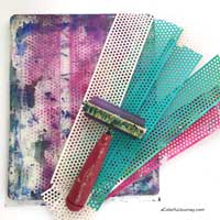 Video tutorial using supplies from the hardware store with a Gelli Plate® in an art journal for the Let’s Play link party