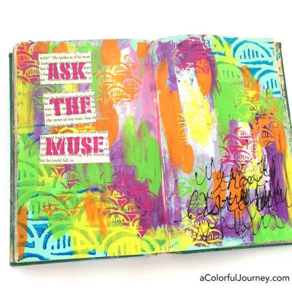 How to create an altered book art journal page with stencils