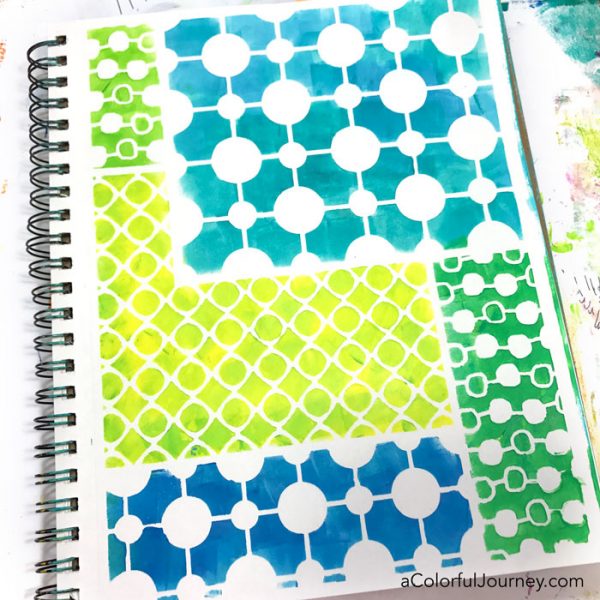 The Black Paint OOPS in my Art Journal that started with stenciling video by Carolyn Dube