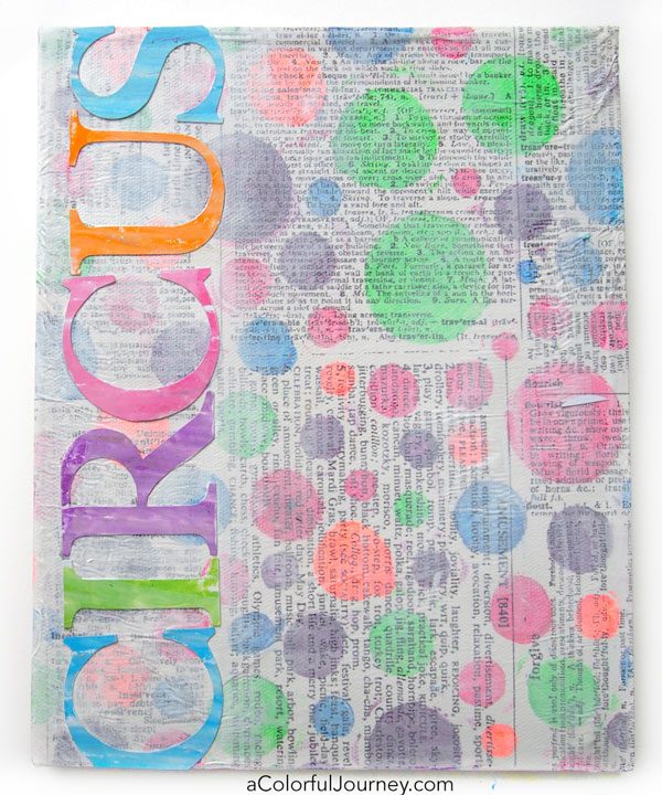 It Is My Circus...And Rainbow Monkeys stenciled canvas by Carolyn Dube