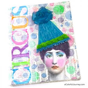 It Is My Circus…And Rainbow Monkeys stenciled canvas by Carolyn Dube