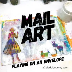 Making a plain envelope colorful with a gel plate, Paper Artsy paints, and StencilGirl stencils video by Carolyn Dube
